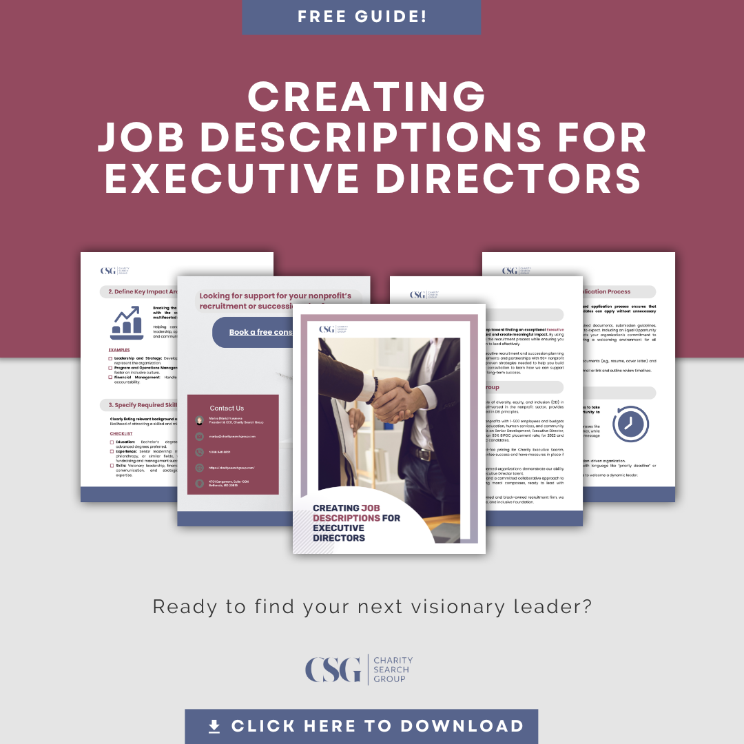 Executive director job description guide — sample cover page